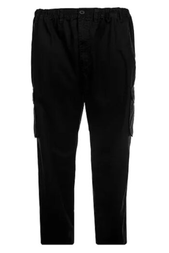 PLAIN DYED CARGO TROUSERS BLACK