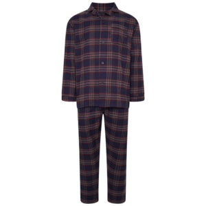FORGE KINGSIZE NAVY COTTON FLANNEL CHECK PYJAMAS