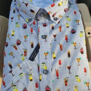 CASA MODA NEW COCKTAIL PRINT COTTON SHORT SLEEVE  SHIRT  2xl 3XL4XL5XL6XL 7XL (Copy)